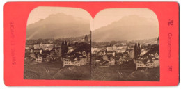 Stereo-Fotografie Unbekannter Fotograf, Ansicht Lucerne, Blick Auf Die Stadt Mit Bergpanorama  - Photos Stéréoscopiques