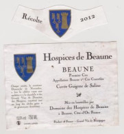 Etiquette Et Millésime HOSPICES DE BEAUNE " BEAUNE 1er CRU 2012 - Cuvée Guigogne De Salins " (2915)_ev478 - Bourgogne