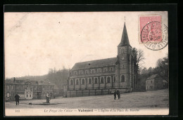 CPA Valmont, L`Eglise Et La Place Du Marché  - Valmont