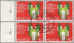 Suisse Poste Obl Yv:1122 Mi:1192 Année Handicap Bloc De 4 Spiez (TB Cachet à Date) - Usados