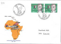 Suisse Poste Obl Yv:1020  Walter Miltelholzer (TB Cachet à Date) Paire Zürich-Nairobi 13-2-77 - Covers & Documents