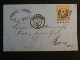 DN5  FRANCE LETTRE  1859  GRENOBLE A RIVES ISERE +NAP. 40C + AFFRANCH INTERESSANT - 1853-1860 Napoleone III