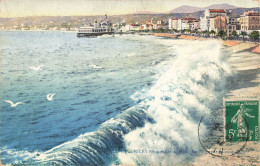 FRANCE - Nice - Vue Sur La Promenade Du Midi - La Plage Par Un Coup De Mer - Colorisé - La Mer - Carte Postale Ancienne - Autres & Non Classés