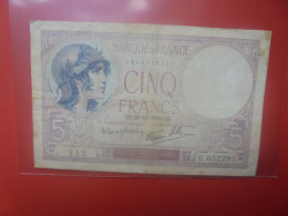 FRANCE 5 FRANCS 1939 Circuler (B.33) - 5 F 1917-1940 ''Violet''