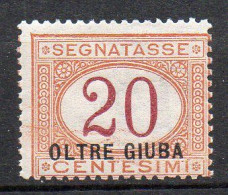 Oltre Giuba 1925  Segnatasse N. 3   20 Cent Nuovo MLH* Sassone 45 € - Oltre Giuba