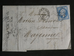 DN5  FRANCE LETTRE  1863  SABLE SUR SARTHE A MAYENNE +N°22 + + AFFRANCH INTERESSANT - 1849-1876: Classic Period