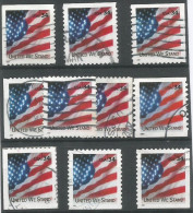 USA 2001 Flag Issue C.34 United We Stand - Cpl 9+1v Set All Positions + Coils - Used - Usados