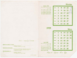 Buvard Double Calendrier Janvier/Avril 1959 Laboratoires De L'Equilibre Biologique Sirop De Lysine B12 Egic 2x 15.5 X 23 - Droguerías