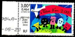 France Poste Obl Yv:3260 Mi:3402 Dessine Moi L'an 2000 Vive L'an 2000 Bord De Feuille (Obl.mécanique) - Gebraucht