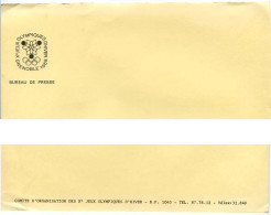 Papier à Lettre à L'en-tête Du Bureau De Presse Des X° Jeux Olympiques D'Hiver De Grenoble 1968 Olympic Games 68 - Altri & Non Classificati