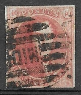 OBP12 Met 4 Randen (onder Nipt) En Met Balkstempel Bruxelles MIDI (zie Scans) - 1858-1862 Medallones (9/12)