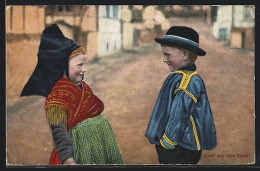 AK Junge Und Mädchen In Elsässer Tracht  - Costumi