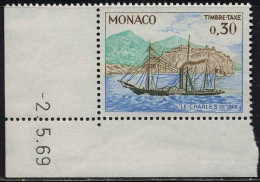 Monaco Taxe N** Yv:60A Mi:64 Le Charles III Coin D.feuille Daté 2-5-69 - Portomarken