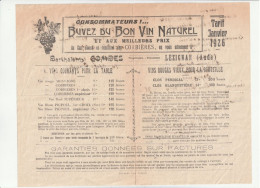 11-B.Combes..Vins De Corbières Tarif 1926..Lézignan-Corbières...(Aude)...1926 - Banca & Assicurazione