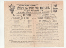 11-B.Combes..Vins De Corbières Tarif 1926..Lézignan-Corbières...(Aude)...1926 - Bank En Verzekering