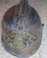 Ancien Casque De Pompiers En Laiton De WASSIGNY 02 - Firemen