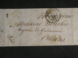 DN5  FRANCE LETTRE  1856  BORDEAUX A ORLEANS  +GENDARMERIE + AFFRANCH INTERESSANT++ - 1849-1876: Période Classique