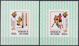 F-EX49504 IVORY COAST MNH 1981 CHAMPIONSHIP SOCCER FOOTBALL IMPERFORATED SHEET PROOF.  - 1982 – Spain