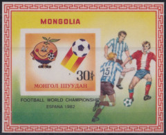 F-EX49502 MONGOLIA MNH 1982 CHAMPIONSHIP SOCCER FOOTBALL IMPERFORATED SHEET PROOF.  - 1982 – Espagne