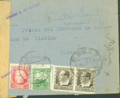 Guerre D'Espagne YT N°528 A X2 529 532 Tricolore CAD Muros Coruña 6 OCT 36 Censure Bande + Cachet Pour Lisieux - Storia Postale