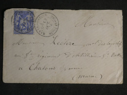 DN5  FRANCE LETTRE  1876 PETIT BUREAU  MANTES A CHALONS  + SAGE 25C  + AFFRANCH INTERESSANT++ - 1849-1876: Klassik