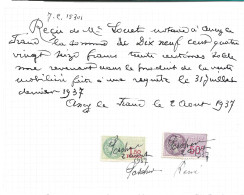 TIMBRES FISCAUX Sur Documents Ancy Le Franc Yonne - Cartas & Documentos