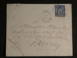 DN5  FRANCE LETTRE  1885 TOURS A NANCY + SAGE 25C  + AFFRANCH INTERESSANT++ - 1849-1876: Période Classique