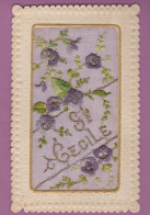 CARTE BRODEE  - ST CECILE  - FLEURS - Brodées