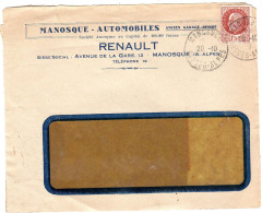 1942  Lettre " MANOSQUE AUTOMOBILE RENAULT " - Cartas & Documentos
