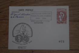 7-177 Entier Postal  Repiqué Ours Polaire Polar Bear FDC Flamme  Amiens 1984 Pole Nord Sud Taaf Cocteau Philexfrance - Préservation Des Régions Polaires & Glaciers