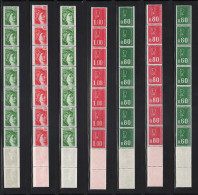 FRANCE - ROULETTES, 1974/1981, N° 65/78 En Bandes Complètes De 11, En Pochette - Cote : 378 € - Coil Stamps