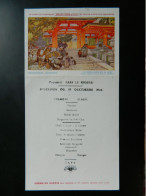 MENU CARTE POSTALE DU PAQUEBOT AZAY LE RIDEAU  COMPAGNIE DES MESSAGERIES MARITIMES DU 18 DECEMBRE 1924 TEMPLE SHINTOISTE - Menú