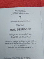 Doodsprentje Maria De Ridder / Hamme 23/9/1923 - 2/1/1997 ( Charles De Clercq ) - Religión & Esoterismo