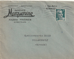 ///  FRANCE ////    Lettre  Illustrée  Marianne 2 Frs  - 1945-54 Marianne Of Gandon