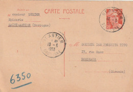 ///    FRANCE  ///  Entier Postal 813cp1  --- Gandon Recommandé -  Saint Astier Dordogne  - 1945-54 Maríanne De Gandon