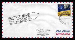 6585/ Espace (space Raumfahrt) Lettre (cover Briefe) 13/4/1972 Apollo 16 Splashdown Cook Islands  - Oceanië