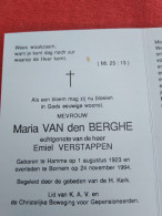 Doodsprentje Maria Van Den Berghe / Hamme 1/8/1923 Bornem 24/11/1994 ( Emiel Verstappen ) - Religion & Esotérisme