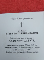 Doodsprentje Frans Mettepenningen / Hamme 28/6/1929 Leuven 26/9/1994 ( Amandine Willaerts ) - Religión & Esoterismo