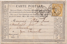 36705# CERES CARTE PRECURSEUR Obl PONT A MOUSSON MEURTHE ET MOSELLE 1876 T18 Pour SIERCK Par THIONVILLE MOSELLE - Cartoline Precursori