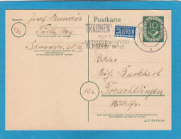 GANZSACHE AUS FÜRTH MIT SONDERSTEMPEL " TRÄUMEN KANNST DU ÜBERALL NUR IM VERKEHR BRINGS'T DICH ZU FALL". - Enteros Postales