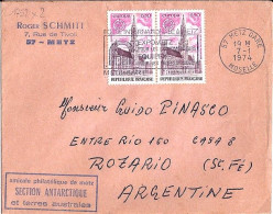 FRANCE N° 1752x2 S/L. DE METZ GARE/7.1.74 POUR L’ARGENTINE - Storia Postale