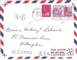 FRANCE N° 1687/1646 S/L. DE LYON GARE/22.1.72  POUR LES USA - Briefe U. Dokumente