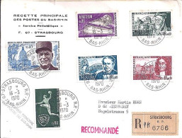 FRANCE N° 1623/1624/1625/1629/1630/1631 S/L.REC. DE STRASBOURG/16.3.70 POUR L’ALLEMAGNE - Covers & Documents