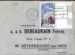 FRANCE N° 1630 S/L. DE NICE / 24.7.70  - Cartas & Documentos