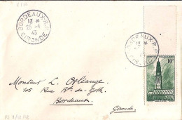 FRANCE N° 567 Bord De Feuille S/L. DE BORDEAUX/25.1.43 - Brieven En Documenten