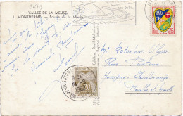 36713# CARTE POSTALE MONTHERME ARDENNES BOUCLE DE LA MEUSE 1960 TAXE GERBE Obl HUSSIGNY GODBRANGE MEURTHE ET MOSELLE - 1960-.... Storia Postale