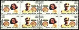 INDIA 2004 ASHOKA CHAKRA WINNERS COMPLETE SE-TANENT BLOCK OF 4 MNH RARE - Unused Stamps