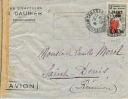 Madagascar PA N° 53 3f FRANCE LIBRE FORCES COMBATTANTES 18/12/43 REOUVERTURE LIAISON AERIENNE REUNION Lettre Avion - Airmail