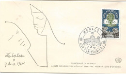 Monaco 1960  World Refugee Year 1959/60., Mi 643  FDC - FDC