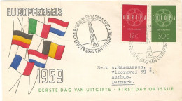 Netherlands 1959 Eruope -  Six-linked Chain With The Word "EUROPA",  Mi 735-736  FDC - FDC